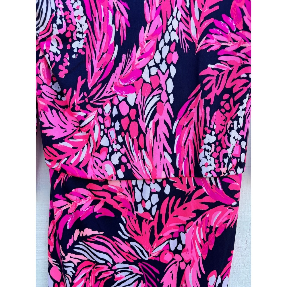 Lilly Pulitzer Silk Dress, Felizia,‎ A Jungle In Here, Long Sleeve, Size M - Picture 4 of 7